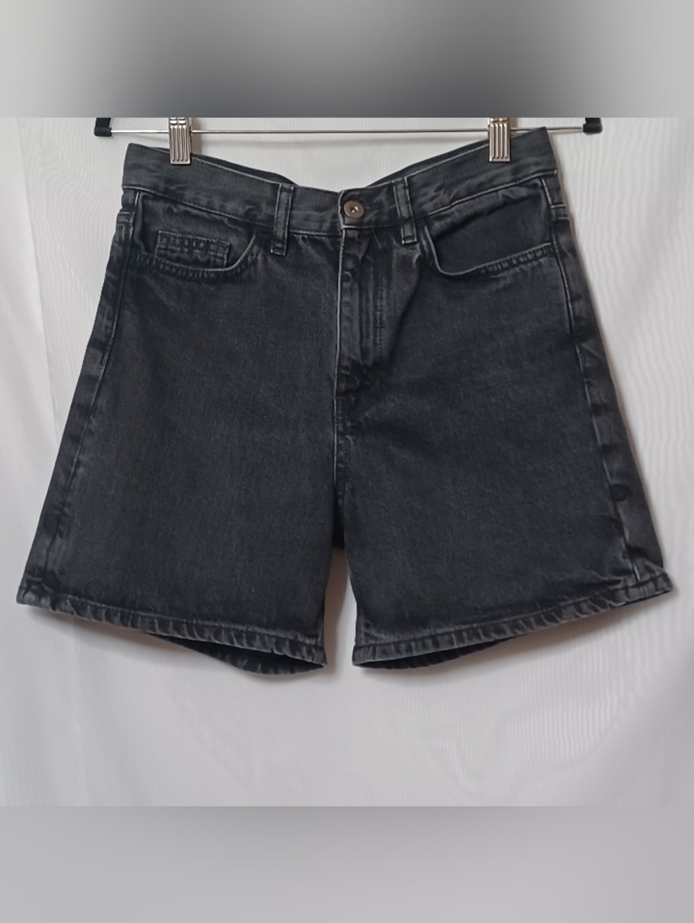 COS Women's Black Denim High-Waist Shorts. Size 25